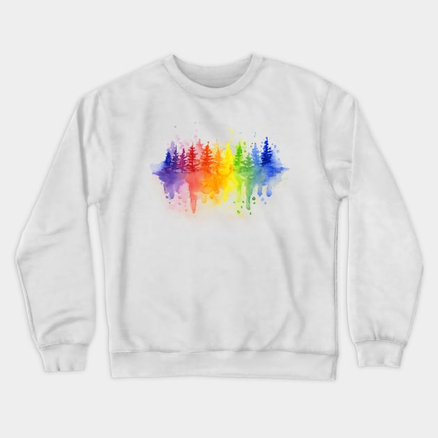 Rainbow Forest Crewneck Sweatshirt by Olechka